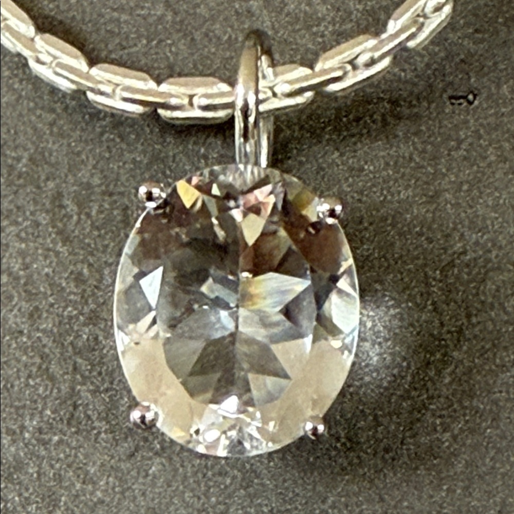 Jane Taylor “White on White” white topaz, white gold pendant. New in box.